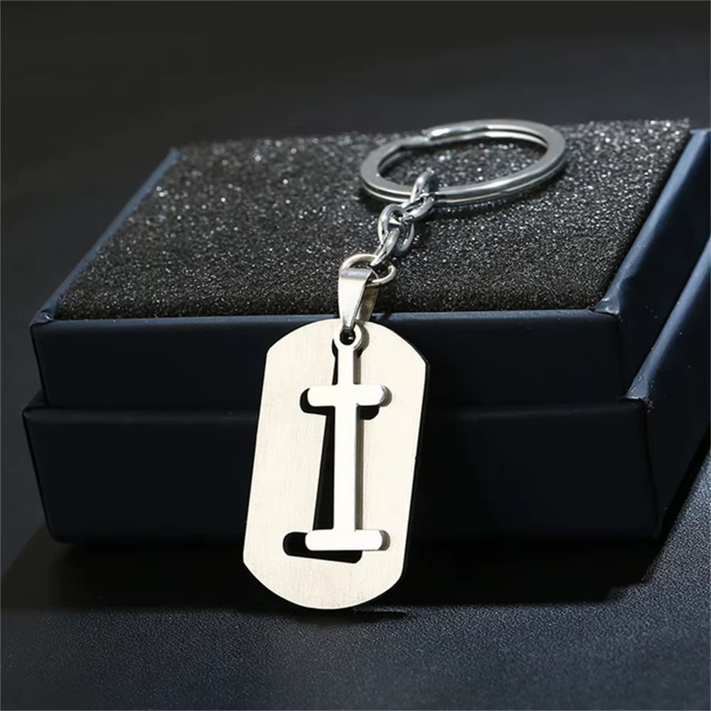 NEW DIY Stainless Steel A-Z Letters Key Chain Charm 26 Letters Keychain Men Women Keychain Couple Gift Jewelry Car Key Ring