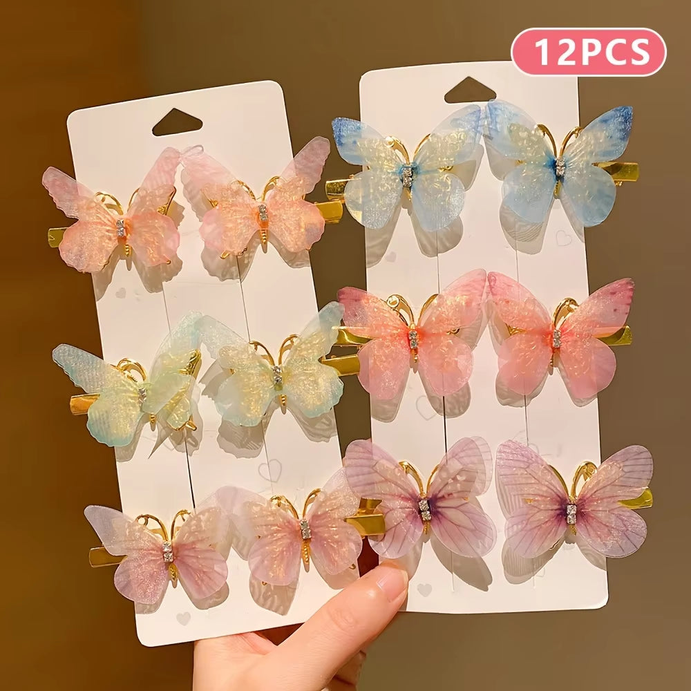 6/12/24/36 Pieces of Sweet Girl Butterfly Hairpins That Do Not Hurt Hair, Super Nice and Cute Hairpins