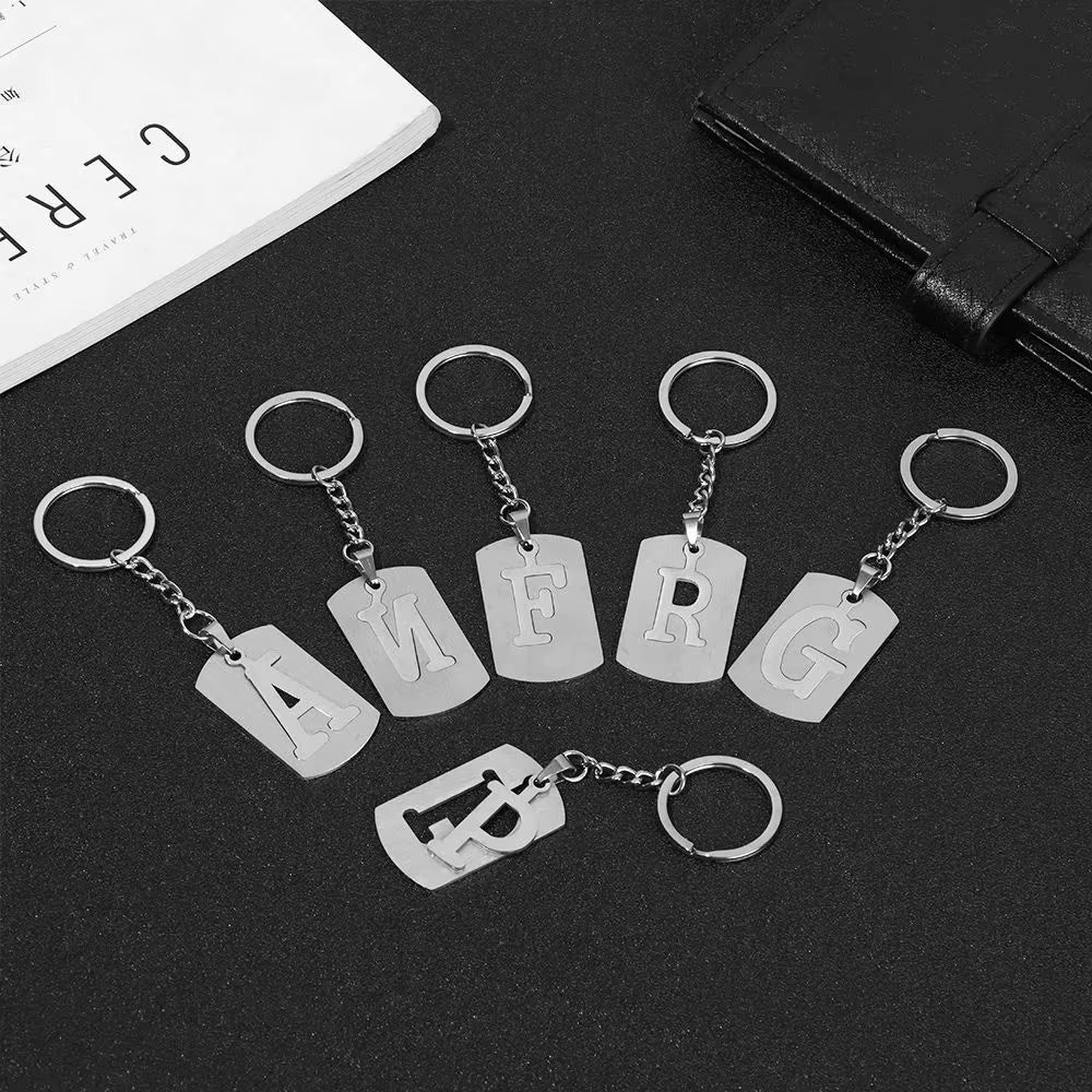 NEW DIY Stainless Steel A-Z Letters Key Chain Charm 26 Letters Keychain Men Women Keychain Couple Gift Jewelry Car Key Ring