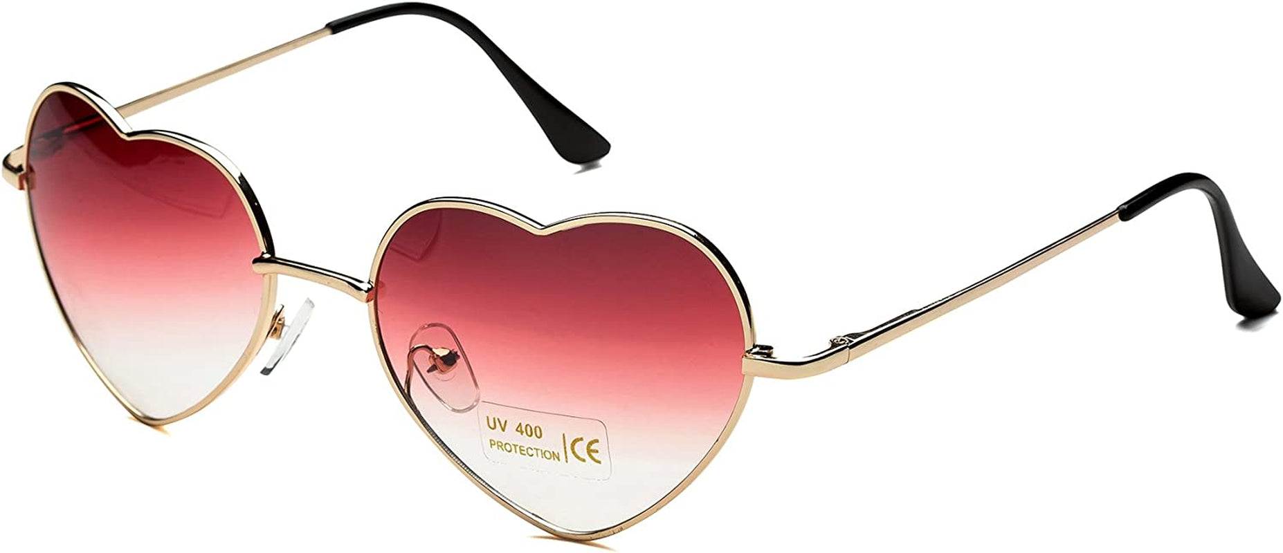 Red Heart Shape Sunglasses for Women Metal Fame Heart Glasses Rave Fun Shades Party Festival Favor