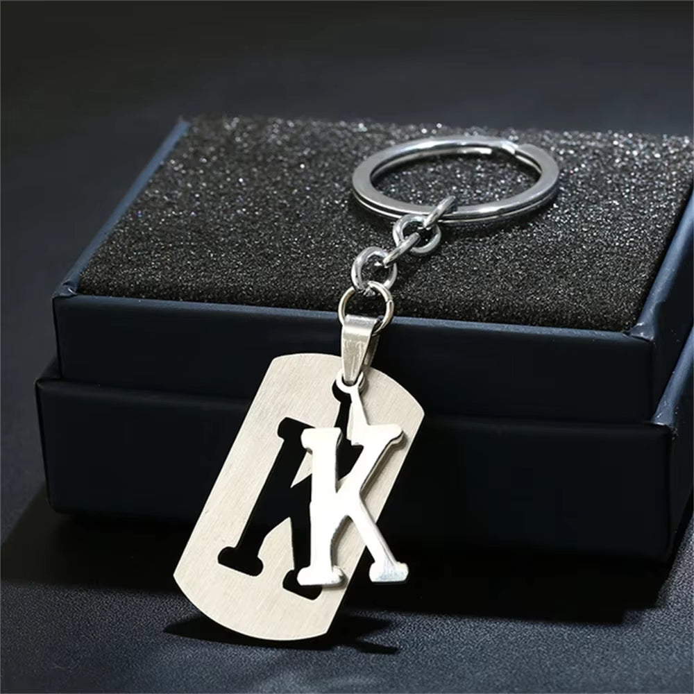 NEW DIY Stainless Steel A-Z Letters Key Chain Charm 26 Letters Keychain Men Women Keychain Couple Gift Jewelry Car Key Ring