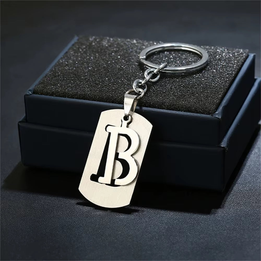 NEW DIY Stainless Steel A-Z Letters Key Chain Charm 26 Letters Keychain Men Women Keychain Couple Gift Jewelry Car Key Ring