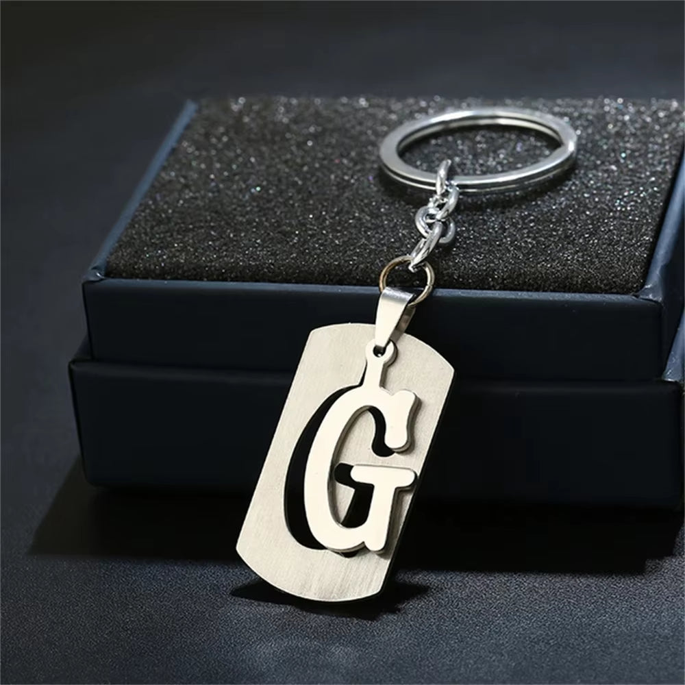 NEW DIY Stainless Steel A-Z Letters Key Chain Charm 26 Letters Keychain Men Women Keychain Couple Gift Jewelry Car Key Ring