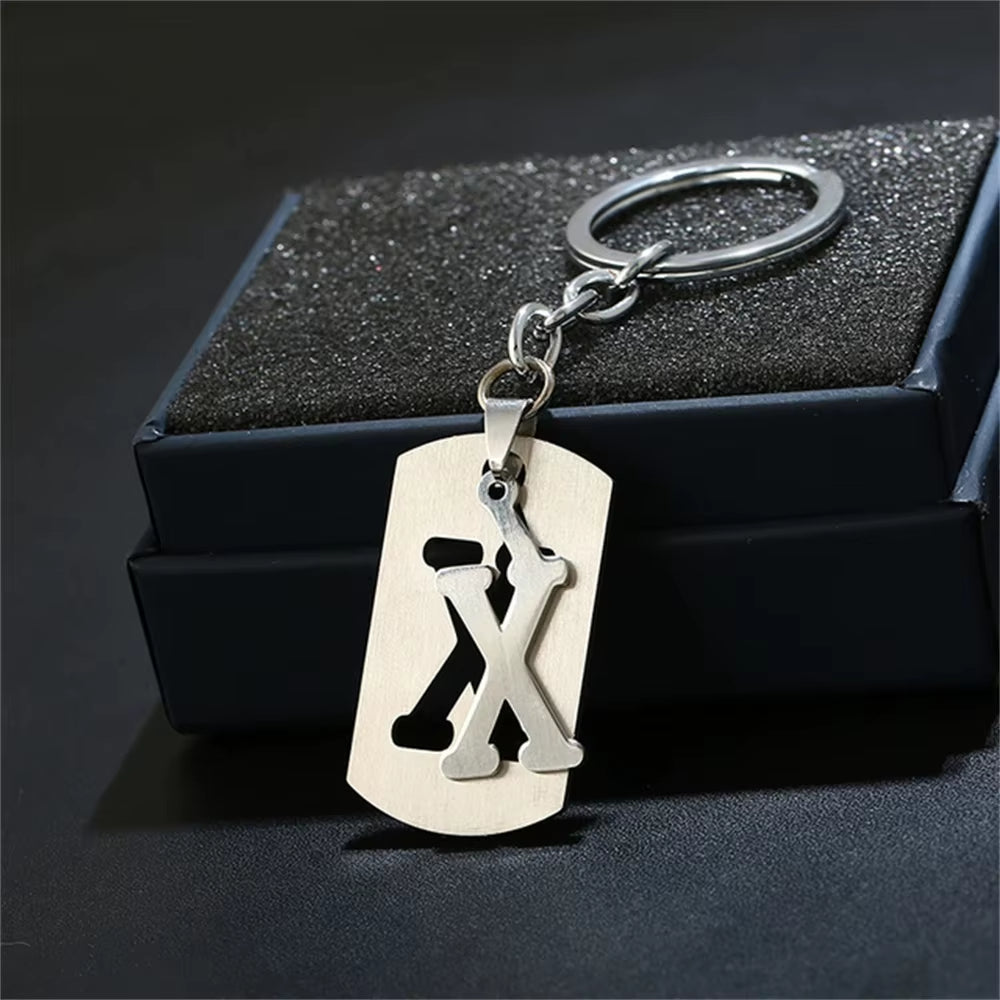 NEW DIY Stainless Steel A-Z Letters Key Chain Charm 26 Letters Keychain Men Women Keychain Couple Gift Jewelry Car Key Ring