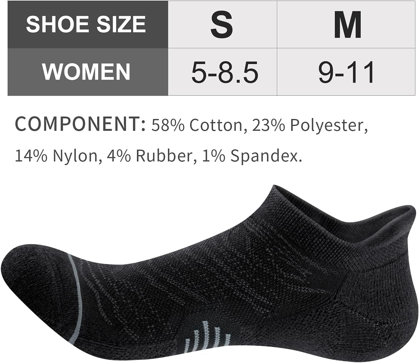 6 Pack Womens Ankle Running Socks Cushioned Low Cut Tab Athletic Socks