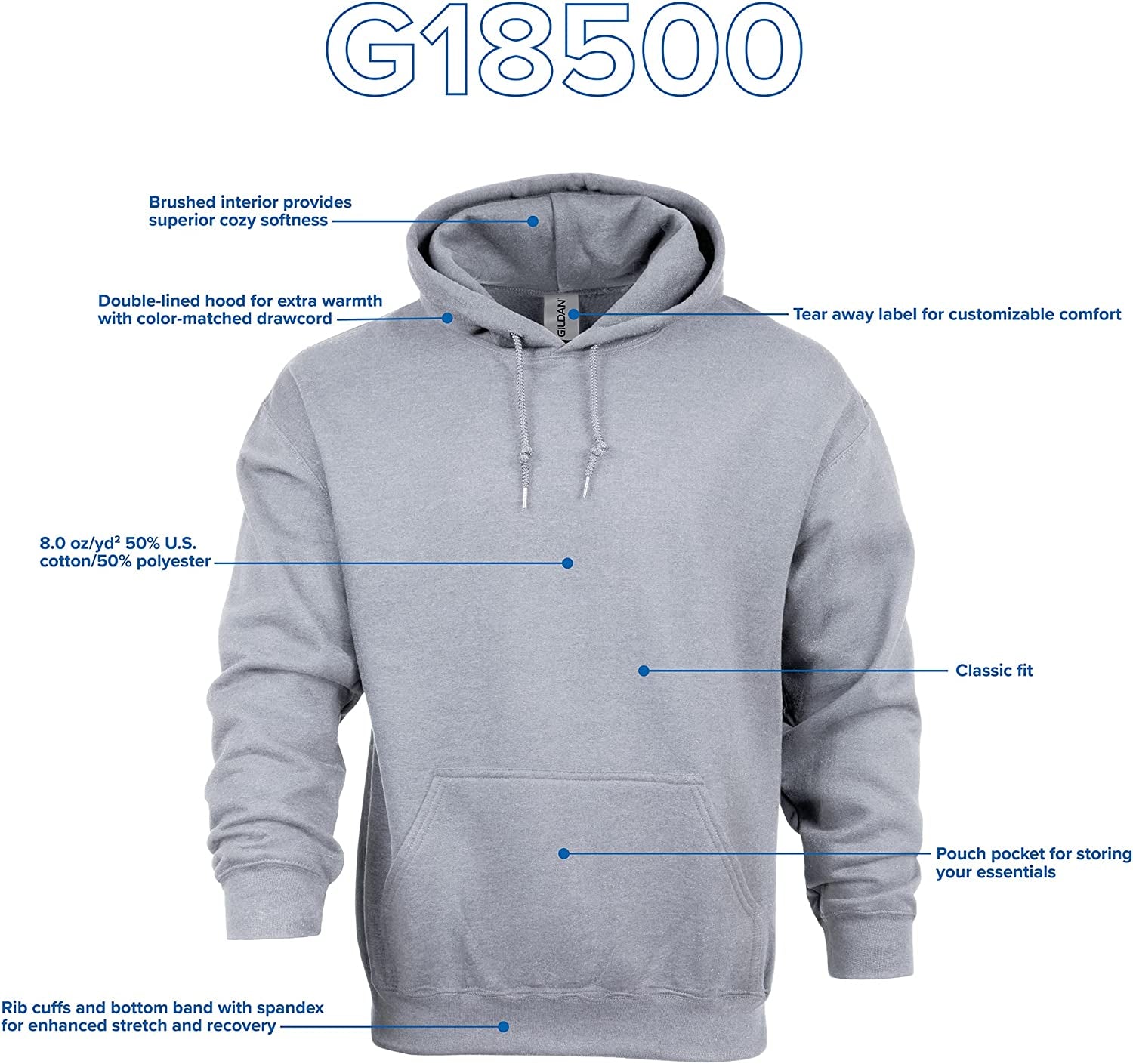 Unisex Adult Fleece Hoodie Sweatshirt, Style G18500, Multipack