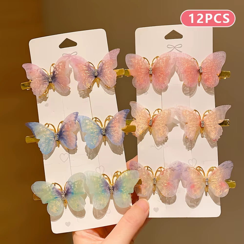 6/12/24/36 Pieces of Sweet Girl Butterfly Hairpins That Do Not Hurt Hair, Super Nice and Cute Hairpins