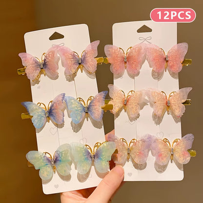 6/12/24/36 Pieces of Sweet Girl Butterfly Hairpins That Do Not Hurt Hair, Super Nice and Cute Hairpins