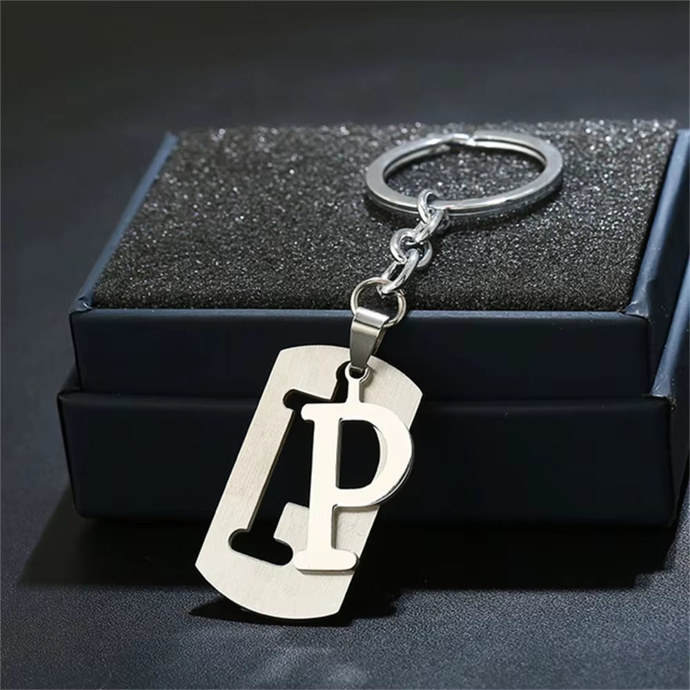 NEW DIY Stainless Steel A-Z Letters Key Chain Charm 26 Letters Keychain Men Women Keychain Couple Gift Jewelry Car Key Ring