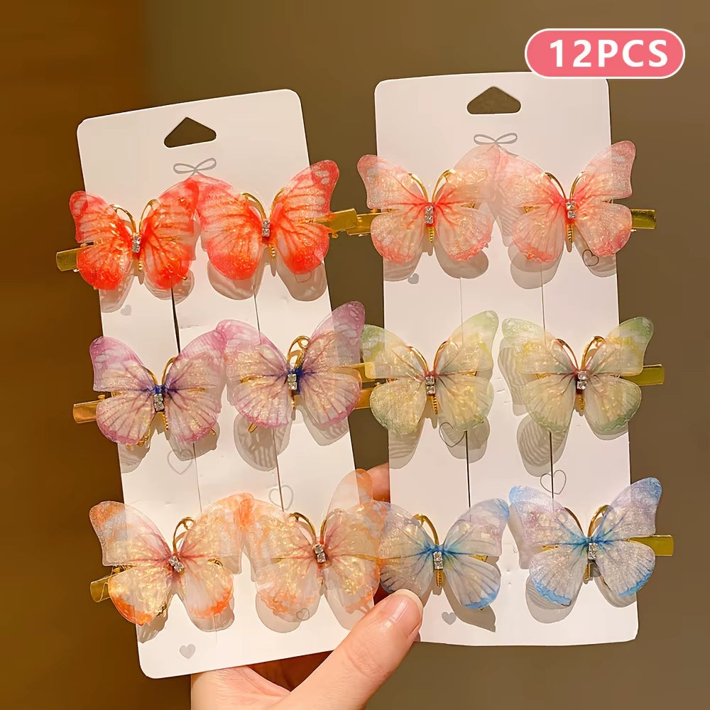 6/12/24/36 Pieces of Sweet Girl Butterfly Hairpins That Do Not Hurt Hair, Super Nice and Cute Hairpins