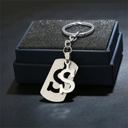 NEW DIY Stainless Steel A-Z Letters Key Chain Charm 26 Letters Keychain Men Women Keychain Couple Gift Jewelry Car Key Ring