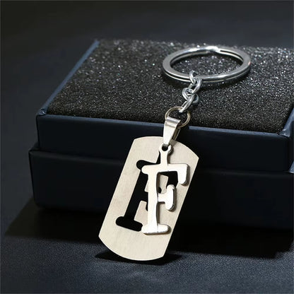 NEW DIY Stainless Steel A-Z Letters Key Chain Charm 26 Letters Keychain Men Women Keychain Couple Gift Jewelry Car Key Ring