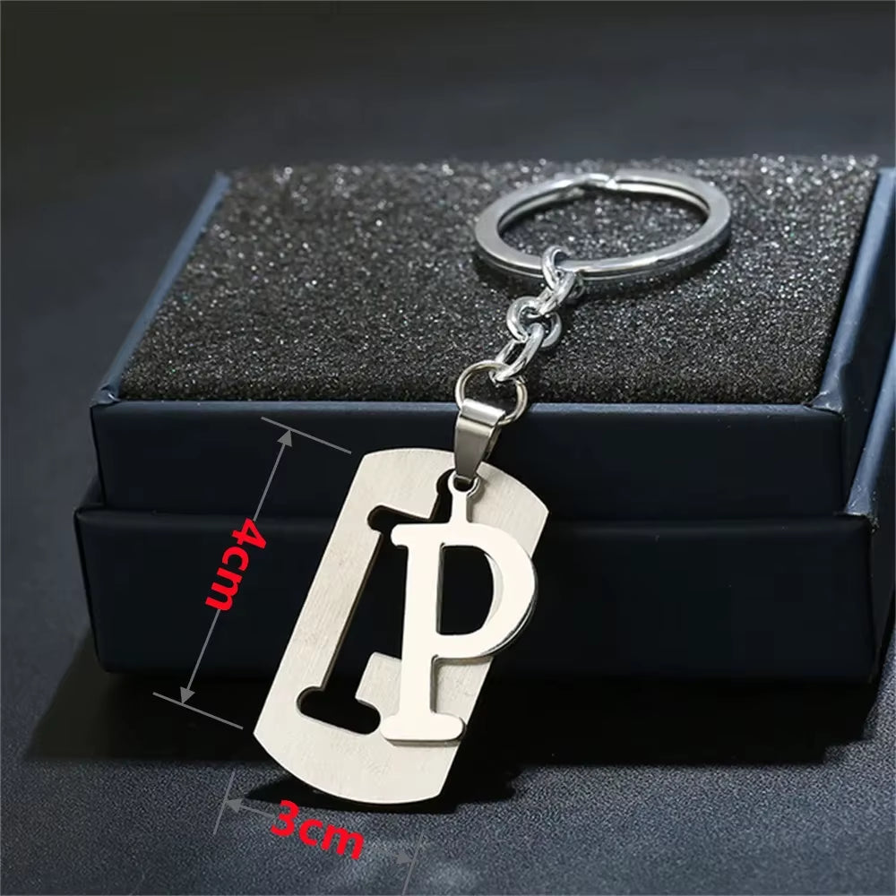 NEW DIY Stainless Steel A-Z Letters Key Chain Charm 26 Letters Keychain Men Women Keychain Couple Gift Jewelry Car Key Ring