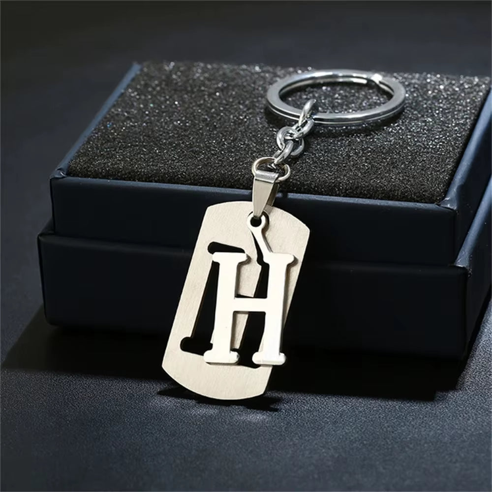 NEW DIY Stainless Steel A-Z Letters Key Chain Charm 26 Letters Keychain Men Women Keychain Couple Gift Jewelry Car Key Ring