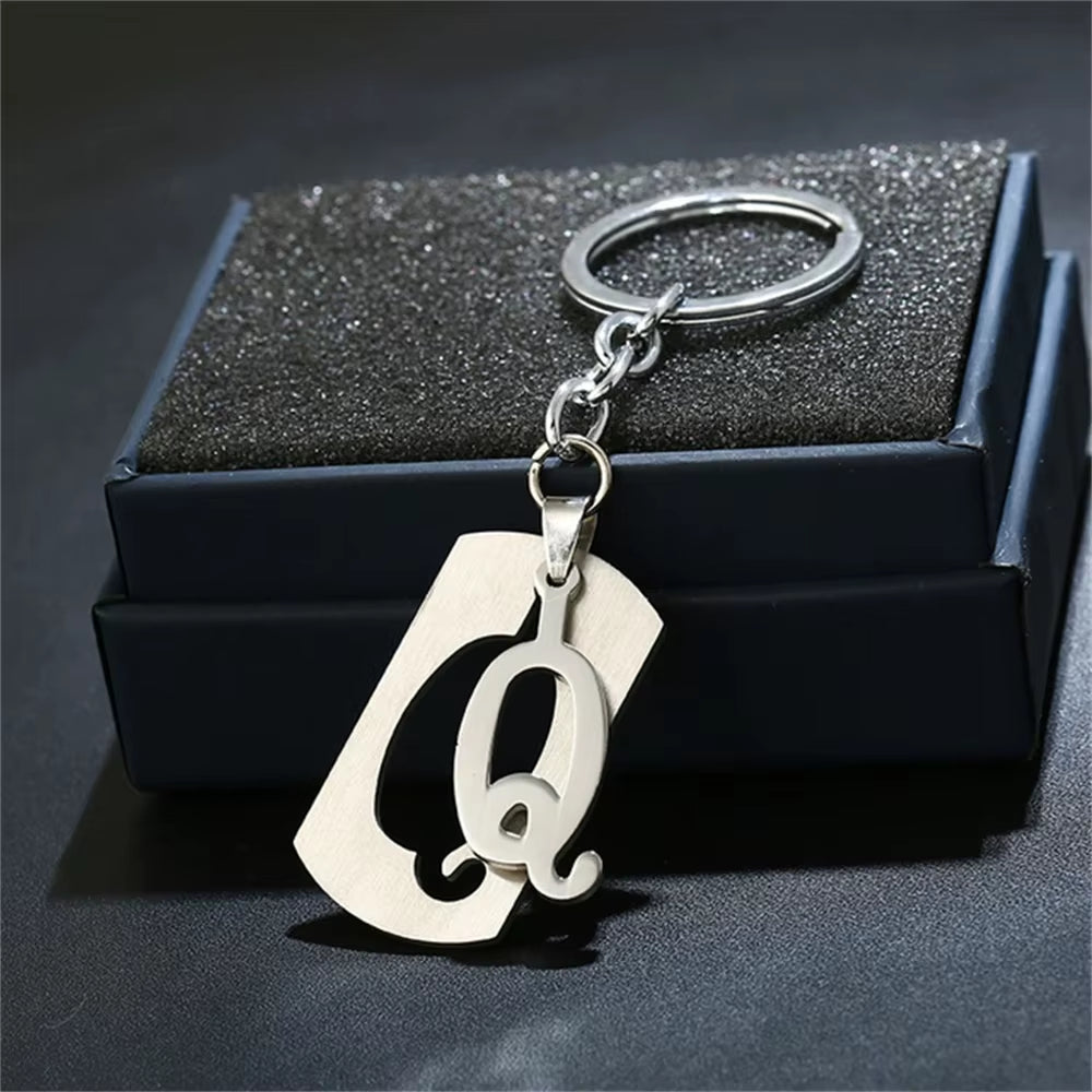 NEW DIY Stainless Steel A-Z Letters Key Chain Charm 26 Letters Keychain Men Women Keychain Couple Gift Jewelry Car Key Ring