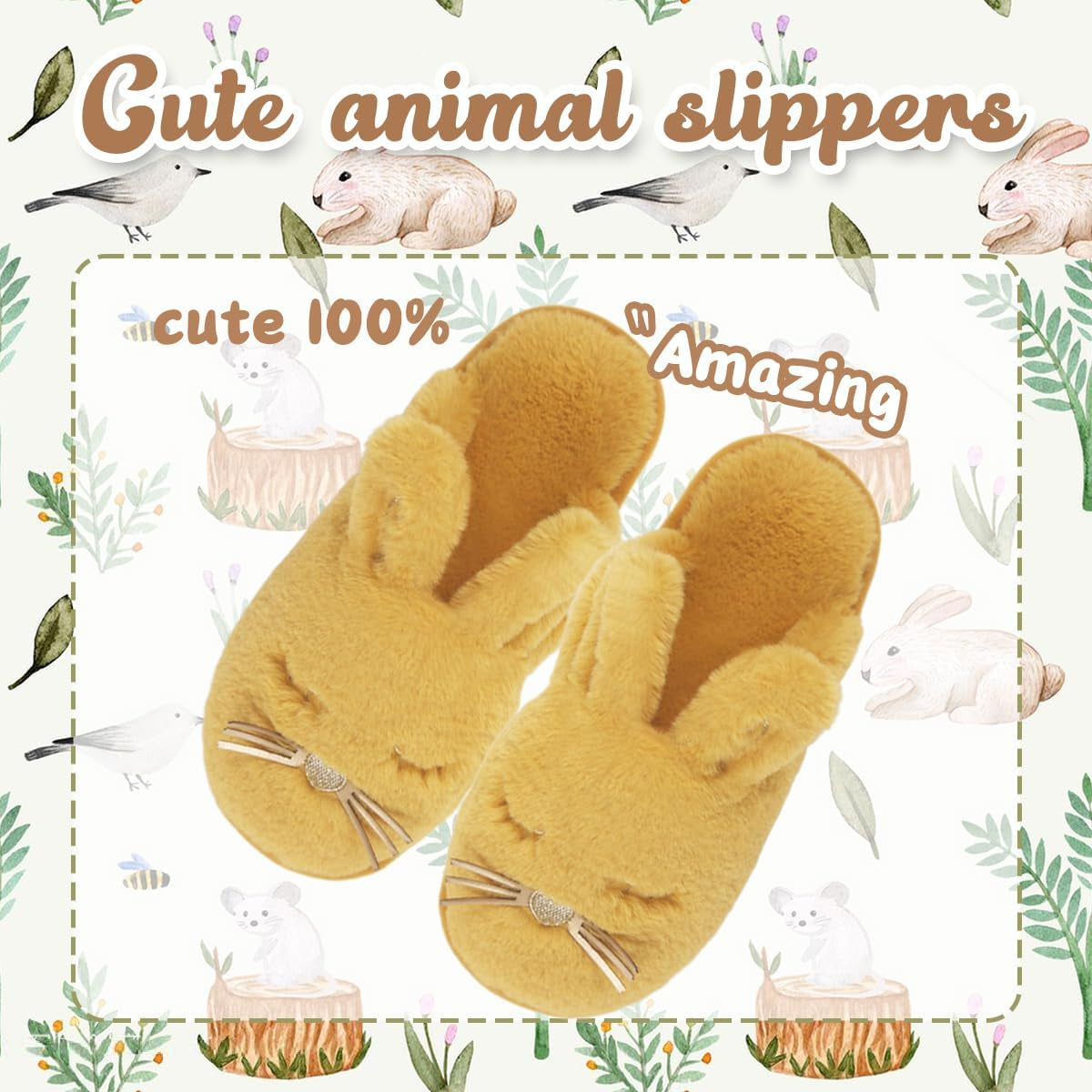 Bunny Slippers for Women Fuzzy Cute Animal Memory Foam House Rabbit Slippers Indoor Outdoor