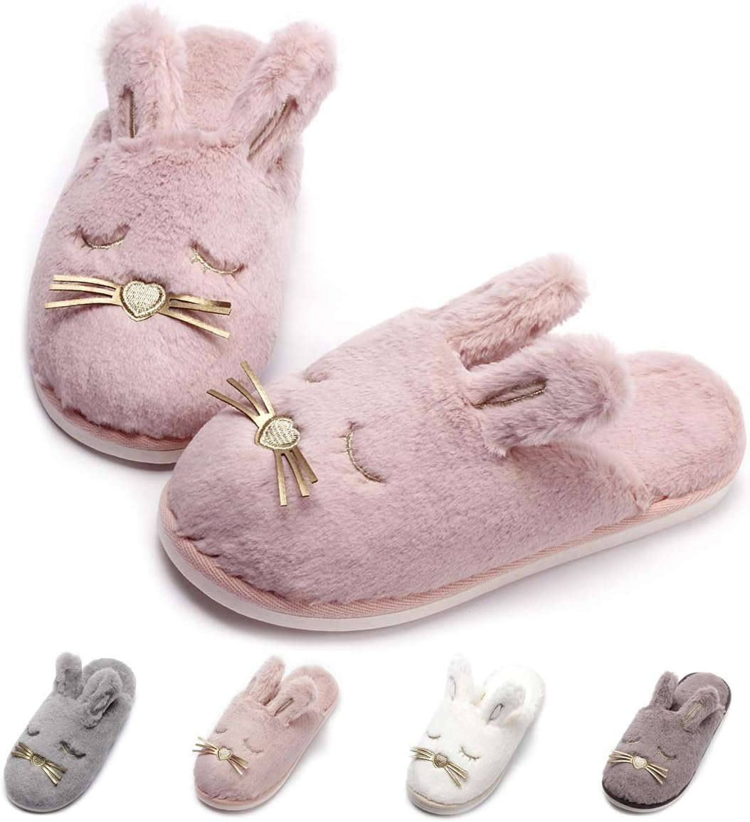 Kids Bunny Plush Slippers for Girls Boys：Christmas Gifts Cute Warm Fuzzy Animal House Shoes -Toddler Fluffy Indoor Bedroom Slippers