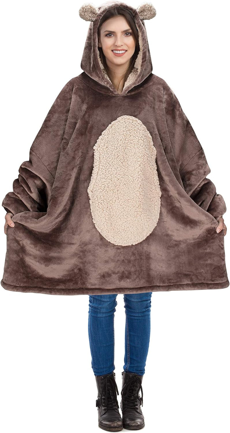 Blanket Hoodie for Kids, Oversized Wearable Sherpa Sweatshirt Pullover for Teens Youth, Gift Idea