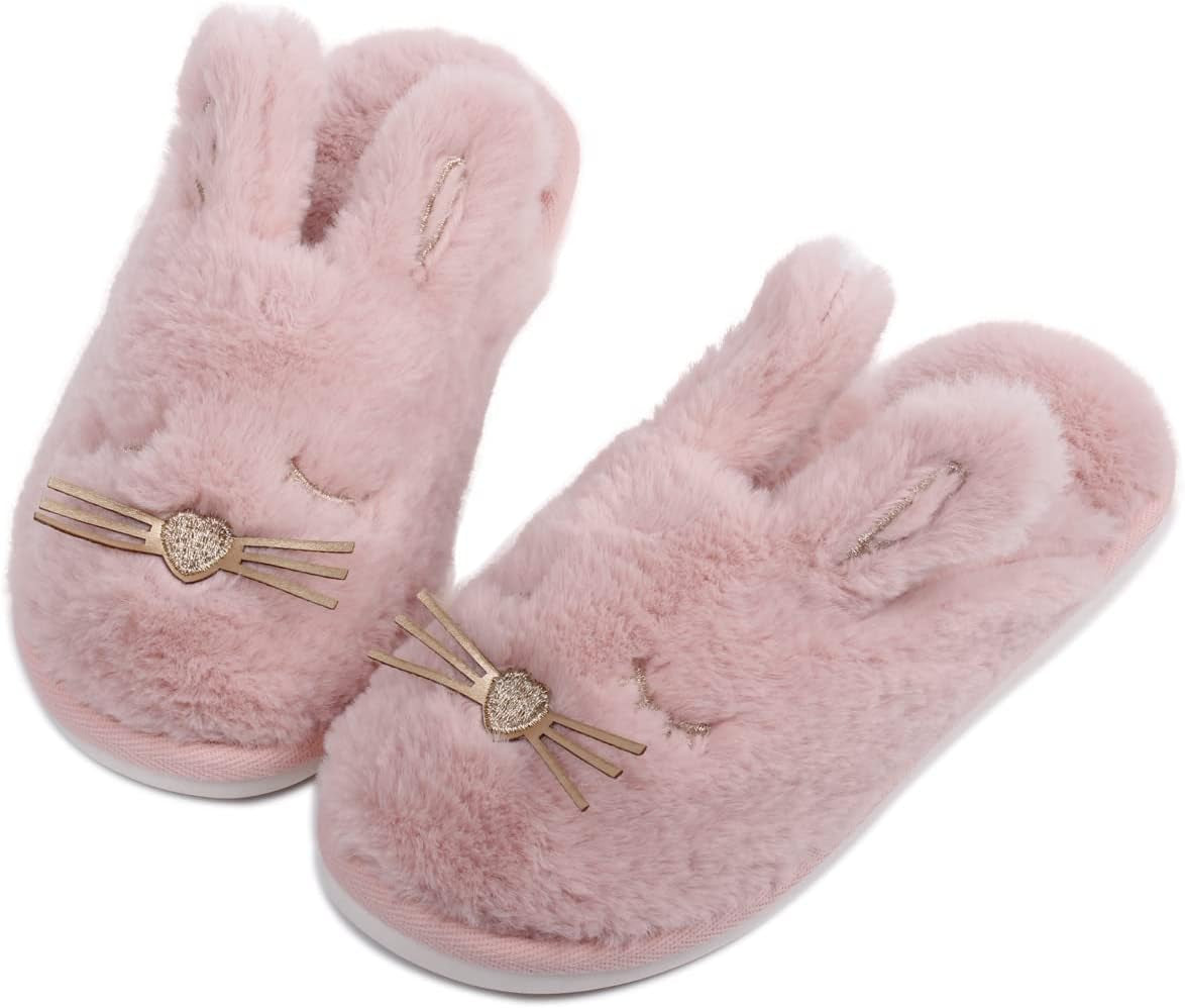 Kids Bunny Plush Slippers for Girls Boys：Christmas Gifts Cute Warm Fuzzy Animal House Shoes -Toddler Fluffy Indoor Bedroom Slippers