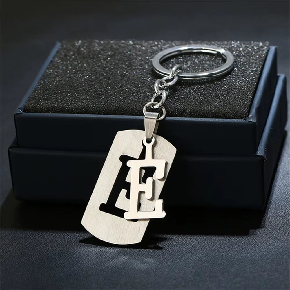 NEW DIY Stainless Steel A-Z Letters Key Chain Charm 26 Letters Keychain Men Women Keychain Couple Gift Jewelry Car Key Ring