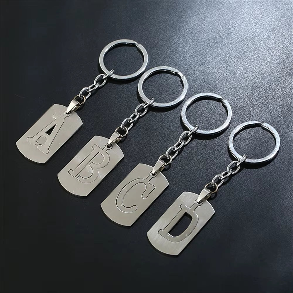 NEW DIY Stainless Steel A-Z Letters Key Chain Charm 26 Letters Keychain Men Women Keychain Couple Gift Jewelry Car Key Ring