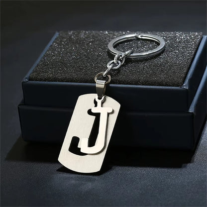 NEW DIY Stainless Steel A-Z Letters Key Chain Charm 26 Letters Keychain Men Women Keychain Couple Gift Jewelry Car Key Ring