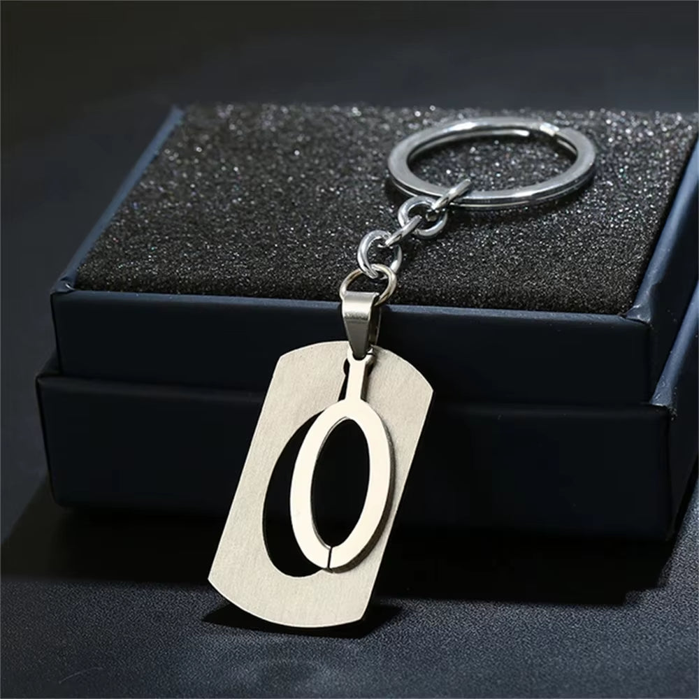 NEW DIY Stainless Steel A-Z Letters Key Chain Charm 26 Letters Keychain Men Women Keychain Couple Gift Jewelry Car Key Ring