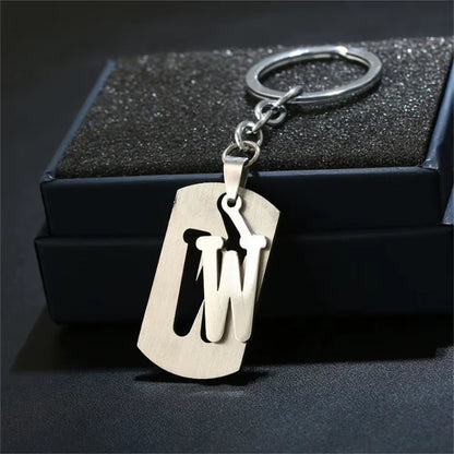 NEW DIY Stainless Steel A-Z Letters Key Chain Charm 26 Letters Keychain Men Women Keychain Couple Gift Jewelry Car Key Ring