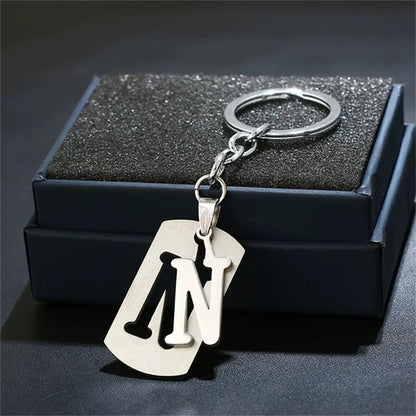 NEW DIY Stainless Steel A-Z Letters Key Chain Charm 26 Letters Keychain Men Women Keychain Couple Gift Jewelry Car Key Ring