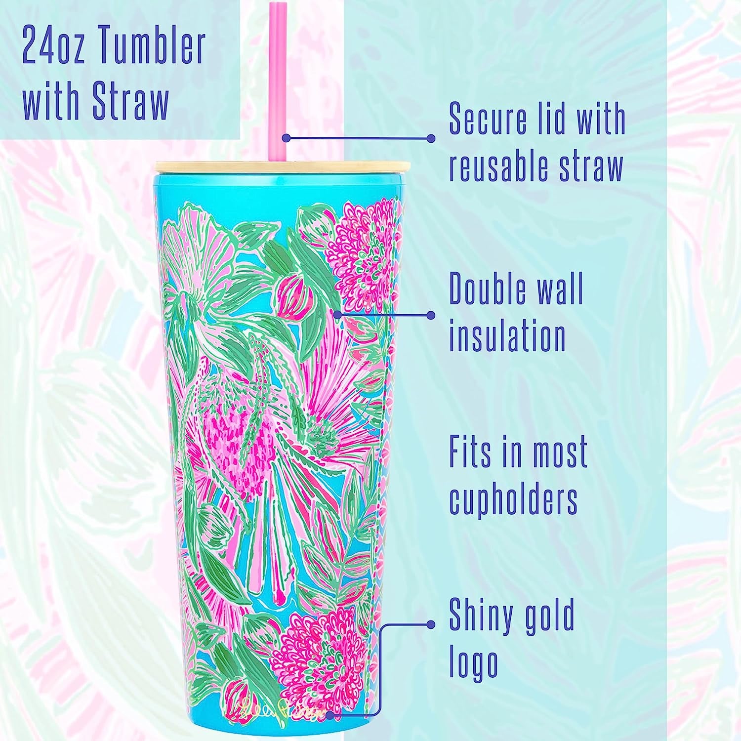 Insulated Tumbler with Lid and Straw, 24 Oz Travel Cup, Double Wall Tumbler, Coming in Hot