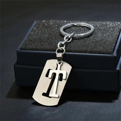 NEW DIY Stainless Steel A-Z Letters Key Chain Charm 26 Letters Keychain Men Women Keychain Couple Gift Jewelry Car Key Ring