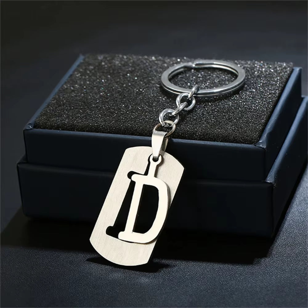 NEW DIY Stainless Steel A-Z Letters Key Chain Charm 26 Letters Keychain Men Women Keychain Couple Gift Jewelry Car Key Ring